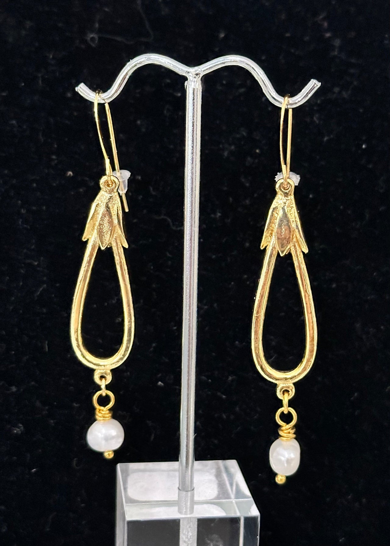 Hatsheput Tear Drop Flower  Earrings Lock and Key Earring