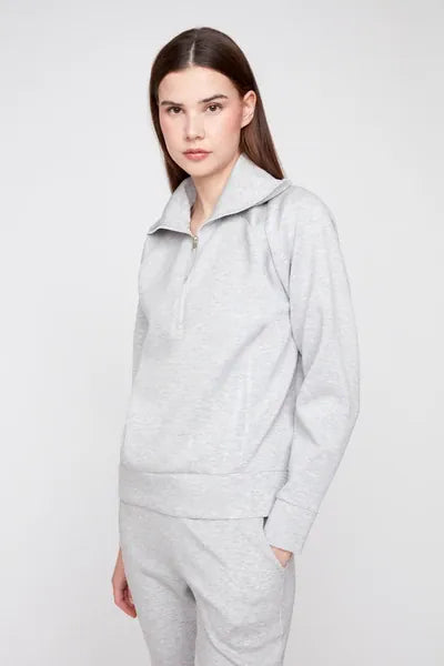 Heather Grey Quarter-Zip Knit Pullover Top Modes Corwik Collections LLC