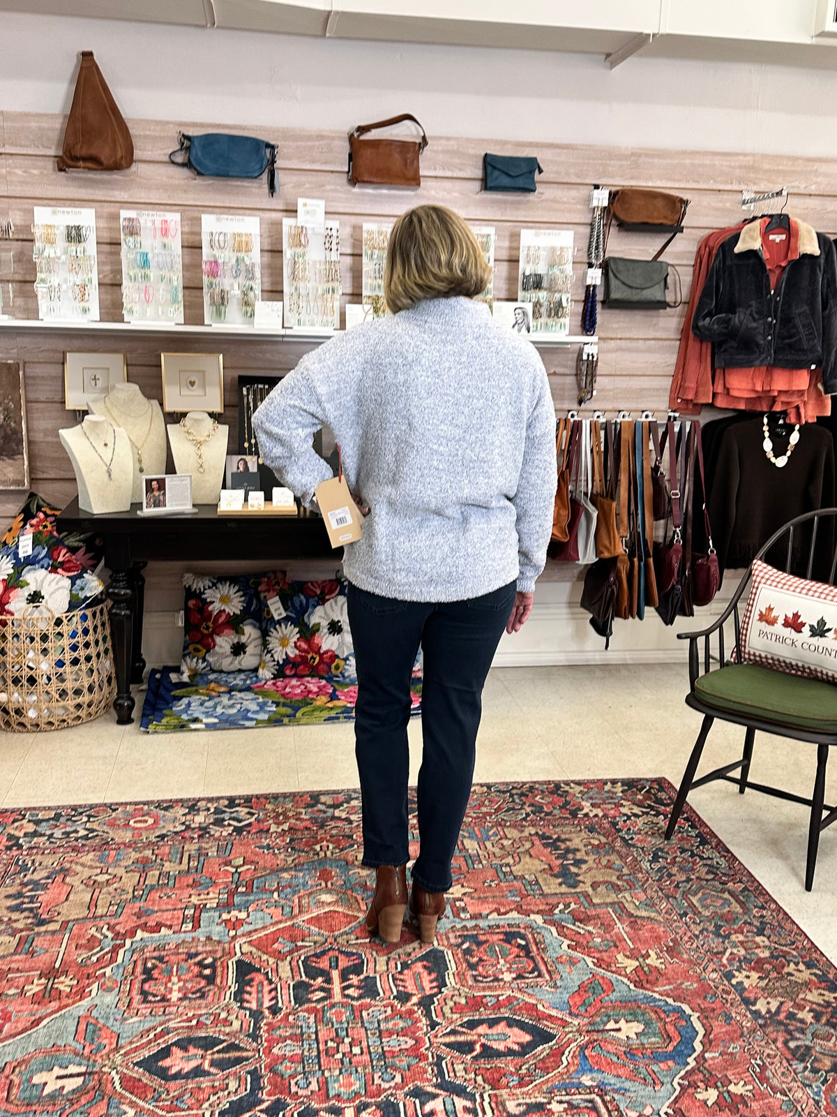 Heathered Chenille Sweater, Light Blue Purnell LLC Top
