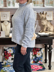 Heathered Chenille Sweater, Light Blue Purnell LLC Top