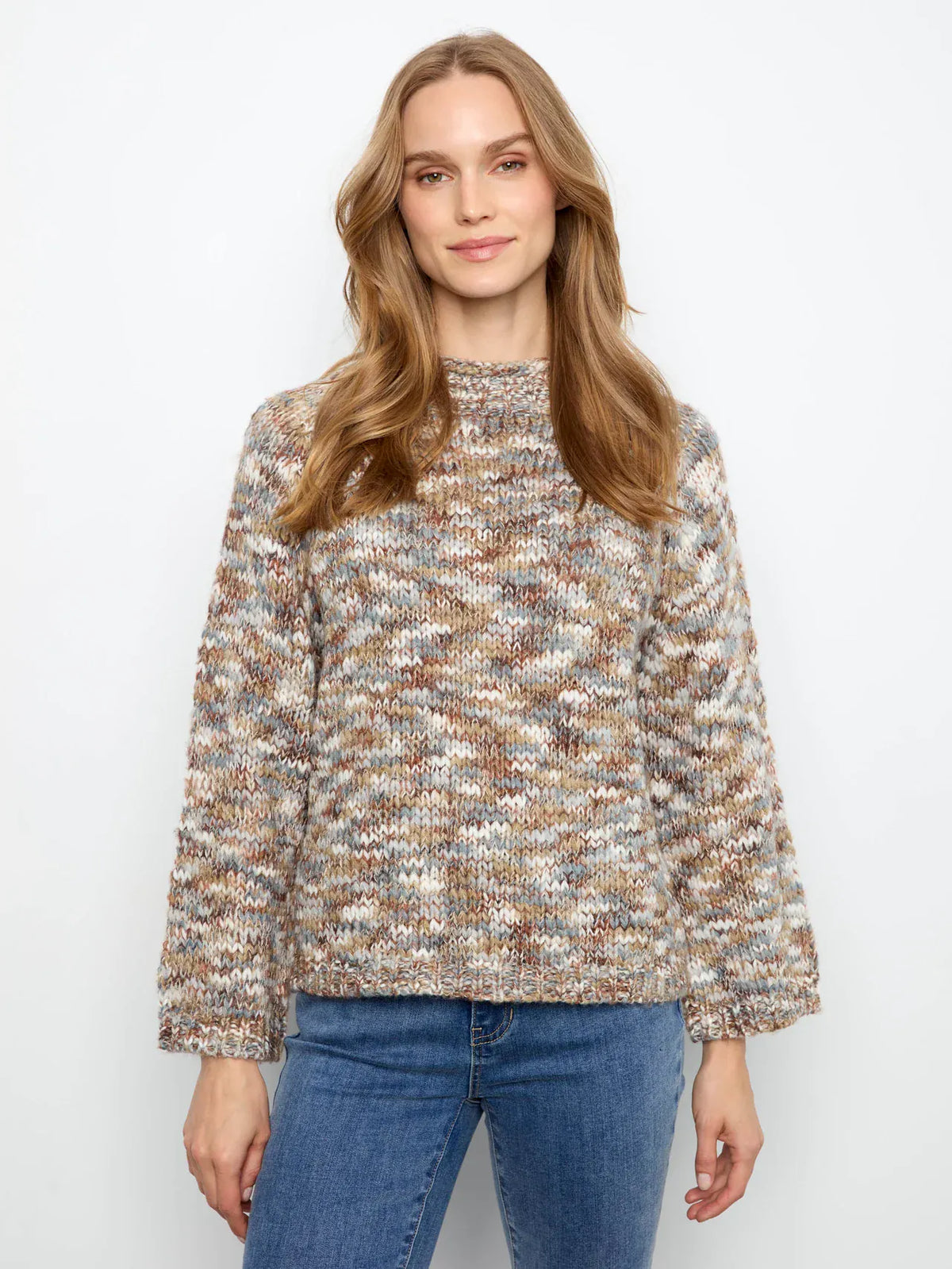 High Neck Space Dyed Knit Sweater, Verveine, Verveine Charlie B Sweater S