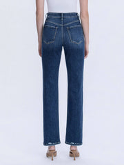 HIGH RISE FULL LENGTH DARK WASH STRAIGHT JEANS T7012: CELESTIAL GLOW / 24 VERVET by FLYING MONKEY