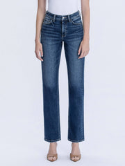 HIGH RISE FULL LENGTH DARK WASH STRAIGHT JEANS T7012: CELESTIAL GLOW / 24 VERVET by FLYING MONKEY