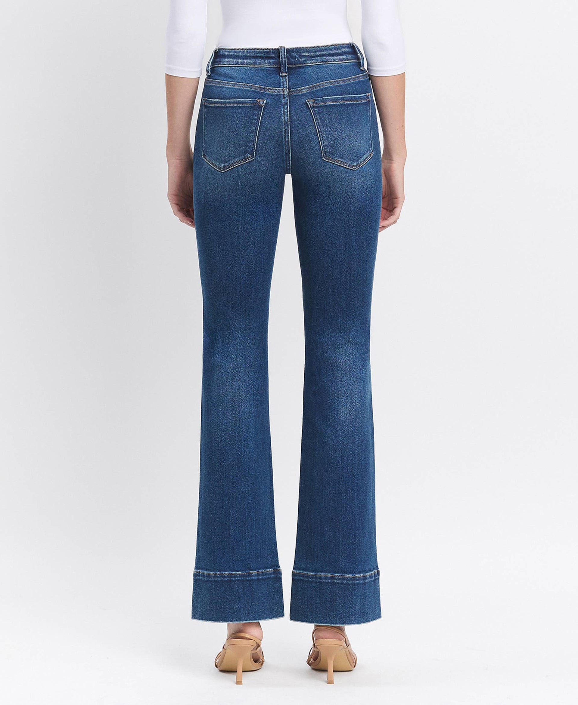 HIGH RISE TROUSER HEM BOOTCUT JEANS T6641: SNOWDROP / 24 VERVET by FLYING MONKEY