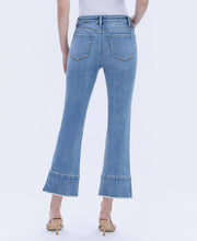HIGH RISE TROUSER SLIT HEM KICK FLARE JEANS F6077: URBANE / 24 FLYING MONKEY