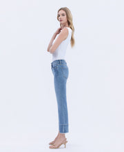 HIGH RISE TROUSER SLIT HEM KICK FLARE JEANS F6077: URBANE / 24 FLYING MONKEY