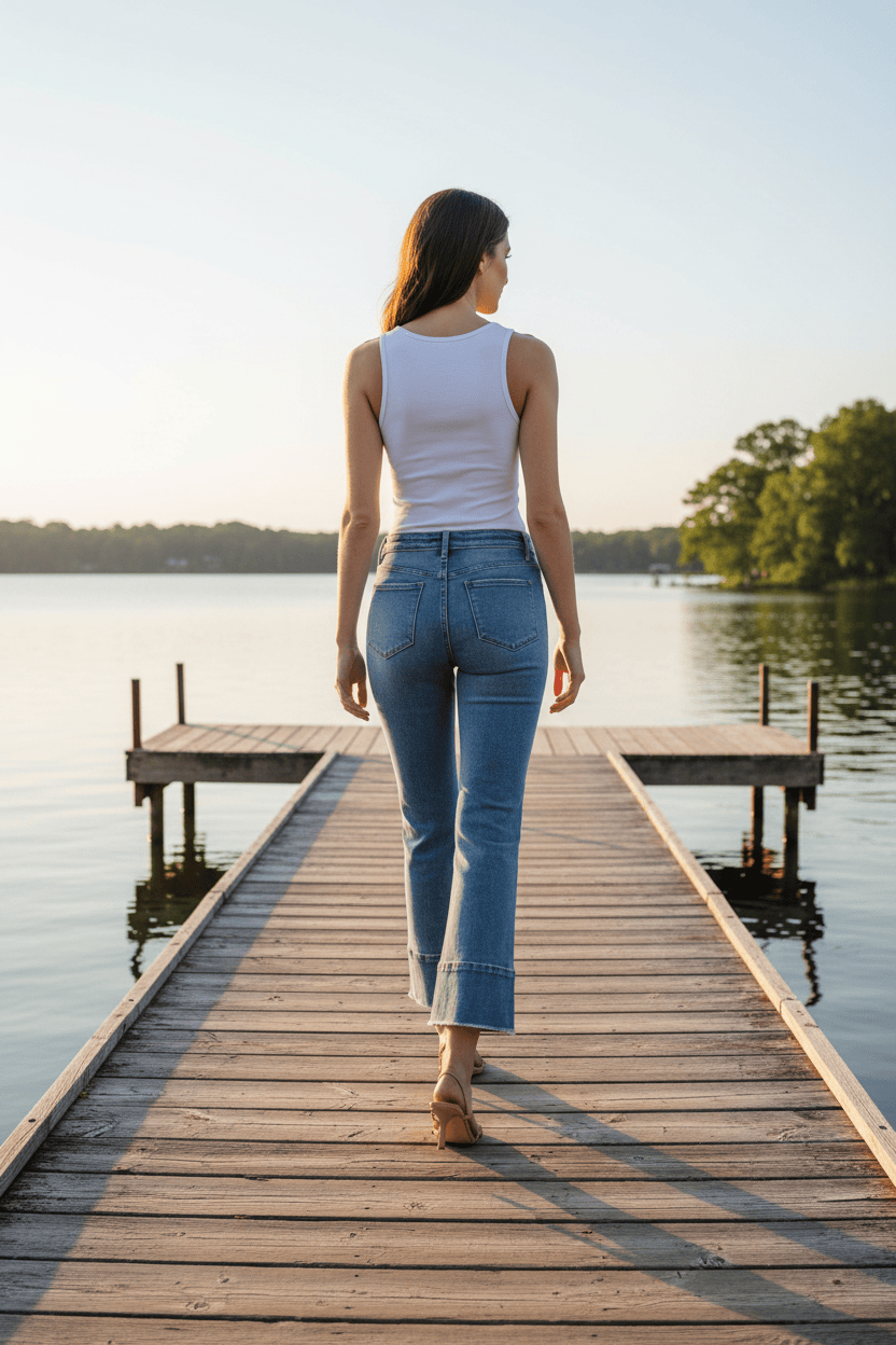 HIGH RISE TROUSER SLIT HEM KICK FLARE JEANS F6077: URBANE FLYING MONKEY Jeans
