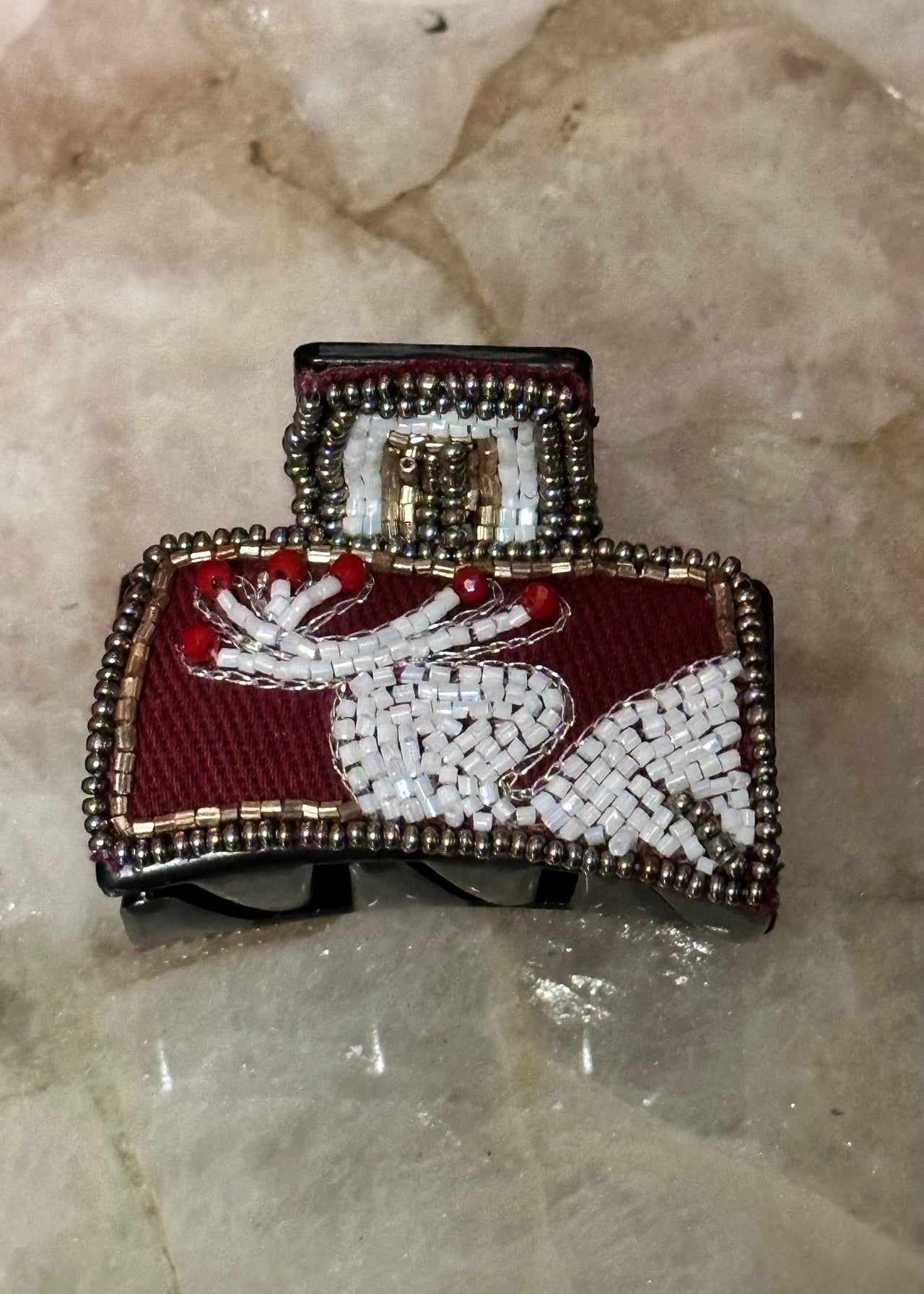 Holiday Beaded Claw Clip 12 Assorted Two's Company Hair Accessory Reindeer