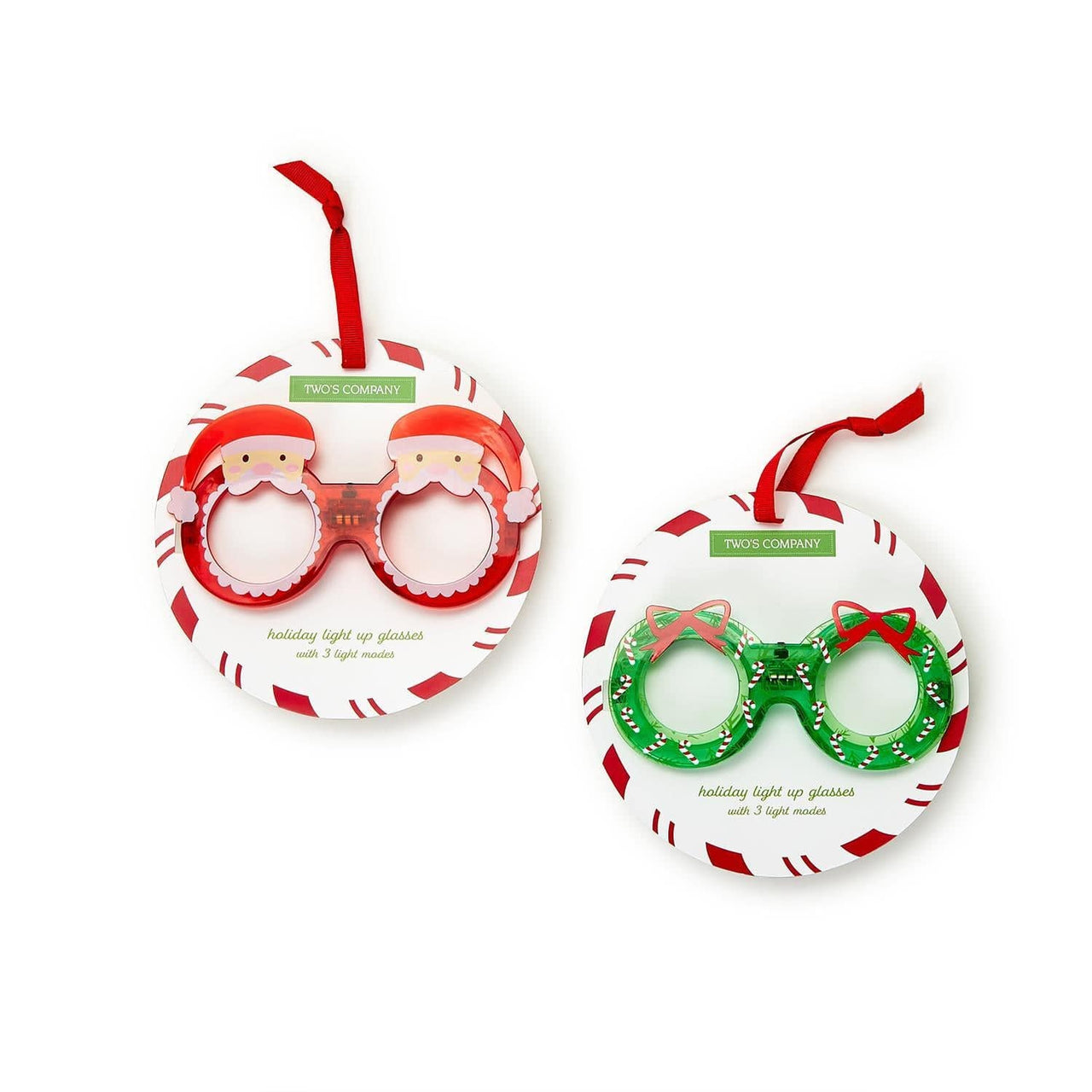 Holiday Cheer Light Up Glasses Two's Company Seasonal & Holiday Decorations Red