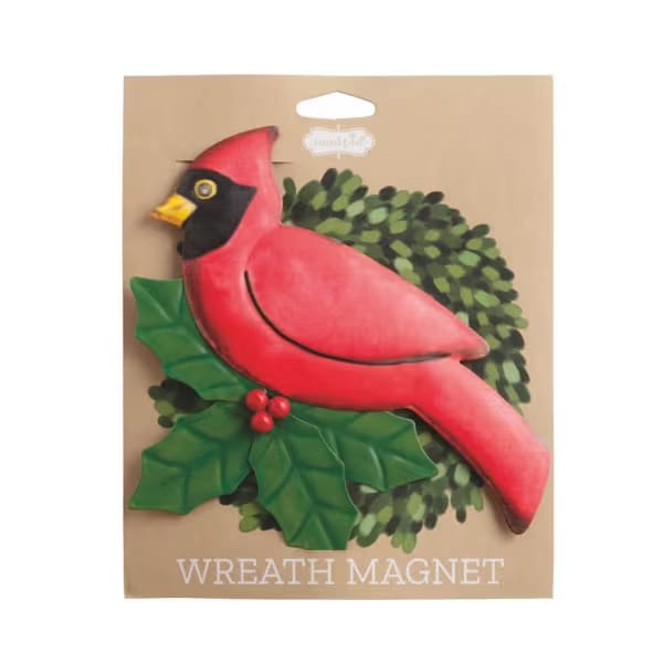 Holiday Wreath Magnet - Cardinal Mud Pie Magnets