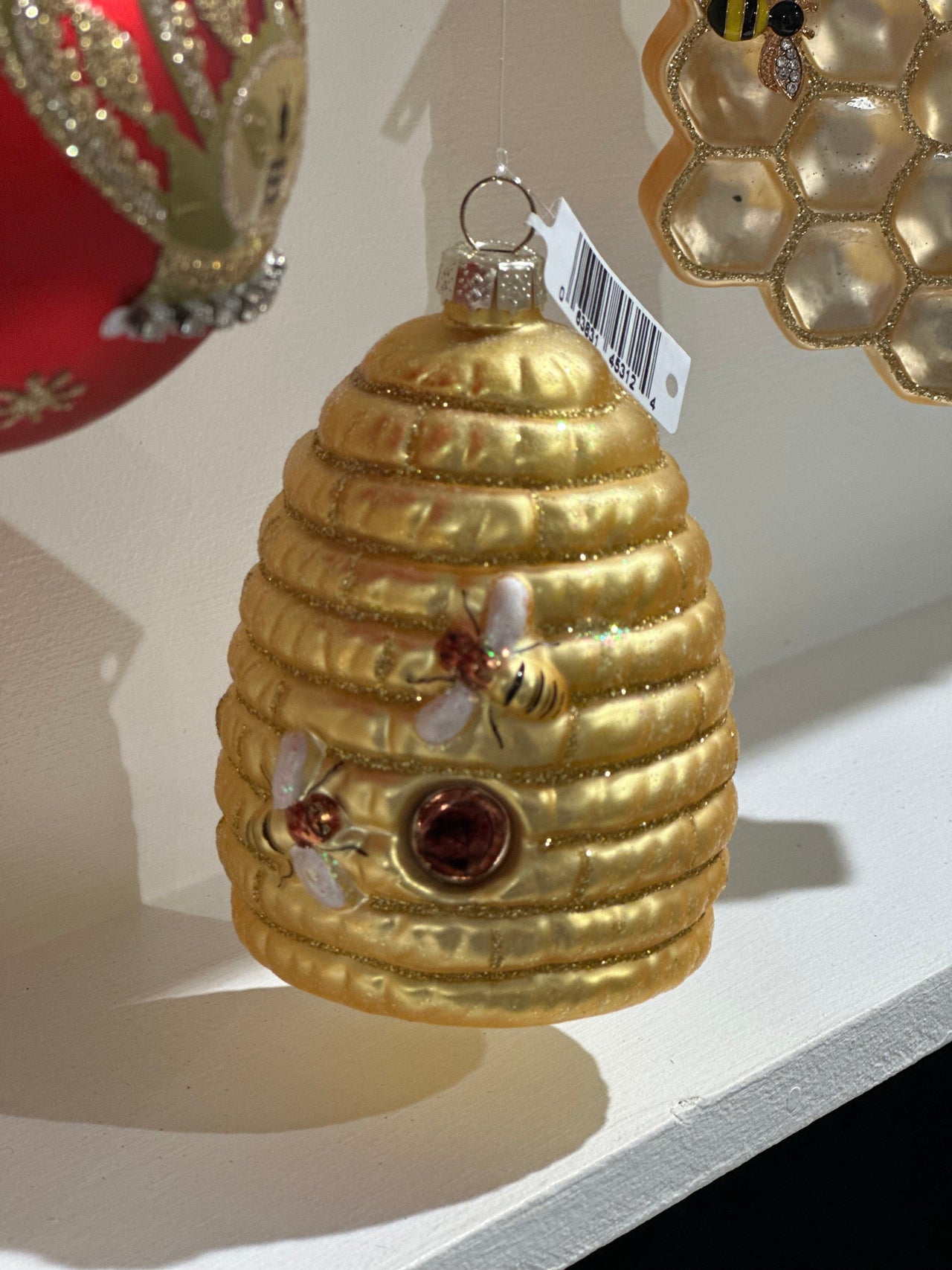 Honey Beehive Glass Ornament Option 2 Christmas Ornament