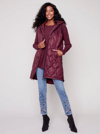 Thumbnail for Hooded Quilted Puffer Vest by Charlie B Charlie B Cardigan