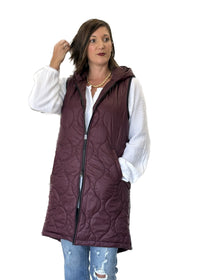 Thumbnail for Hooded Quilted Puffer Vest by Charlie B Charlie B Cardigan