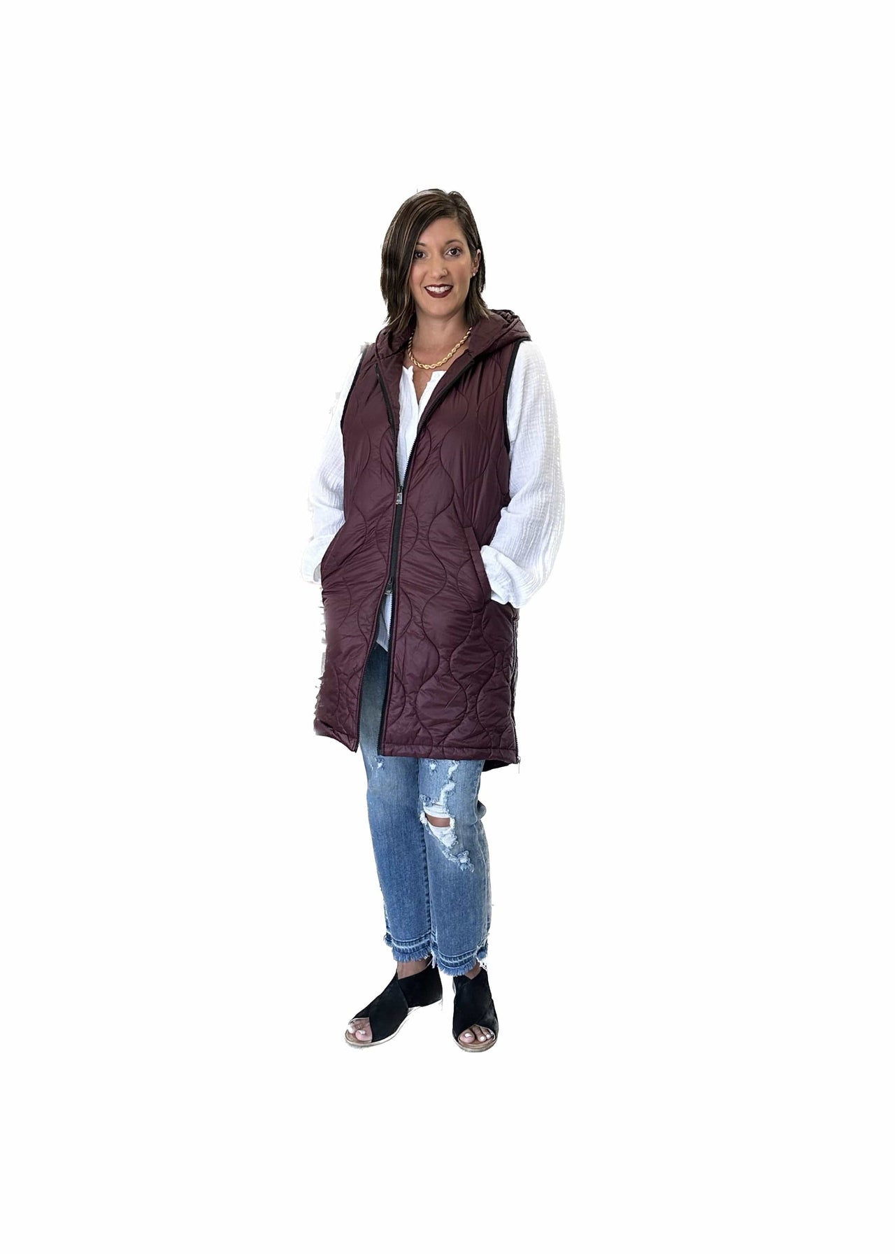 Hooded Quilted Puffer Vest by Charlie B – Mattie B's Gifts & Apparel