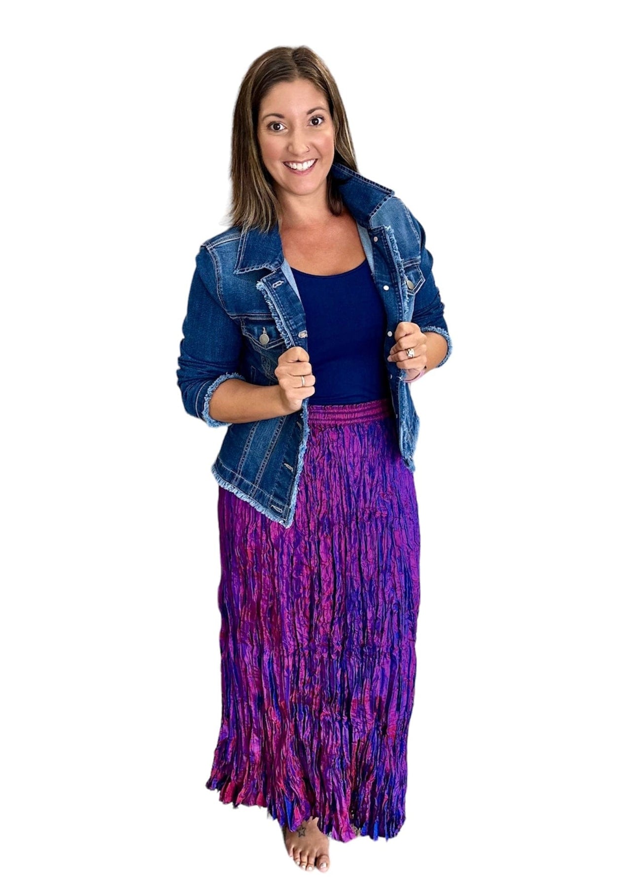 Iridescent Purple Silk Skirt Natural Fashion Inc / ANU M