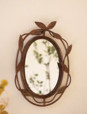 Iron Vine Framed Wall Mirror, Antique Copper, 11x14 Kalalou, Inc.