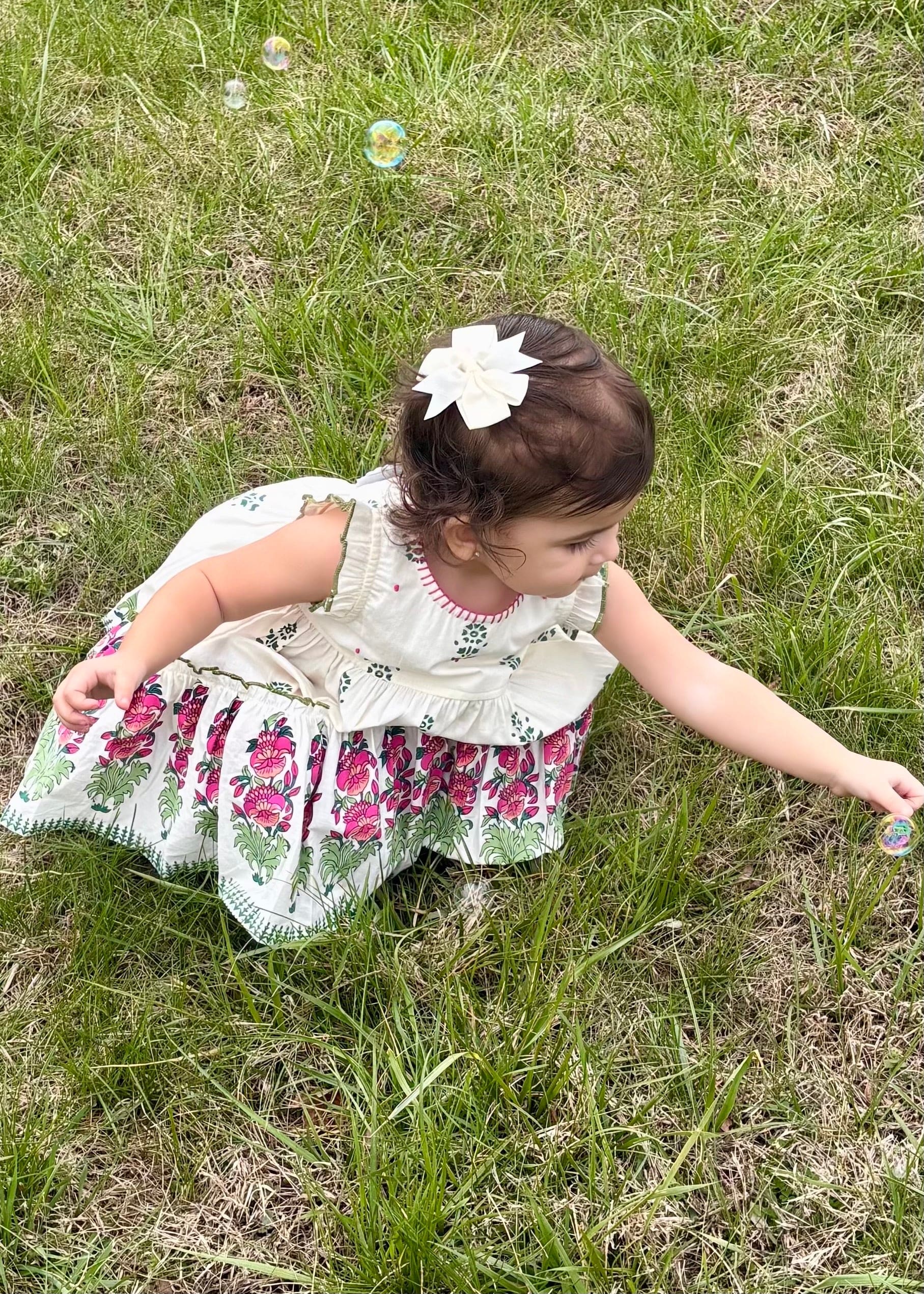 Ivory Block Print Dress by Mud Pie 18 M-5T Mud Pie CHILDREN