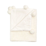 Ivory Fur Pom Pom Blanket Mud Pie Baby & Toddler