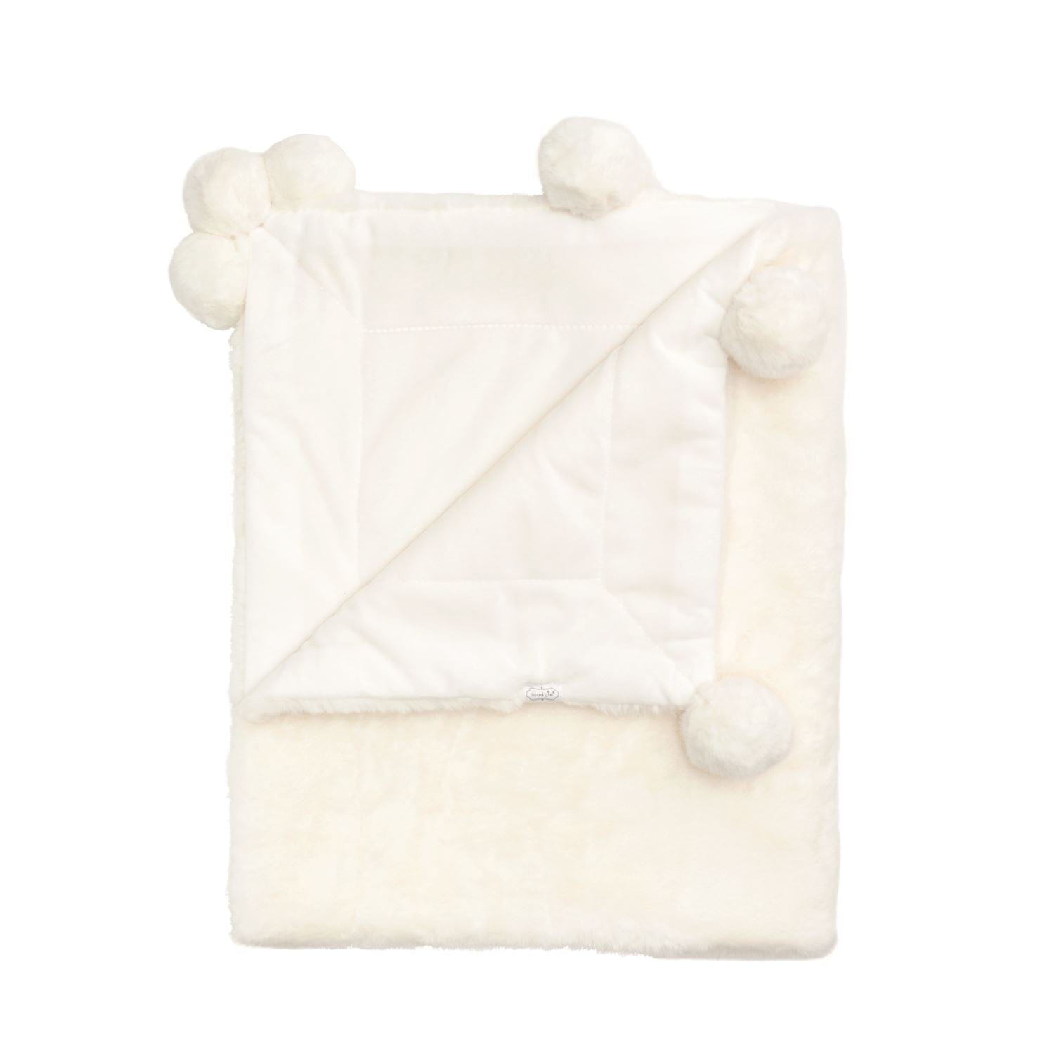 Ivory Fur Pom Pom Blanket Mud Pie Baby & Toddler