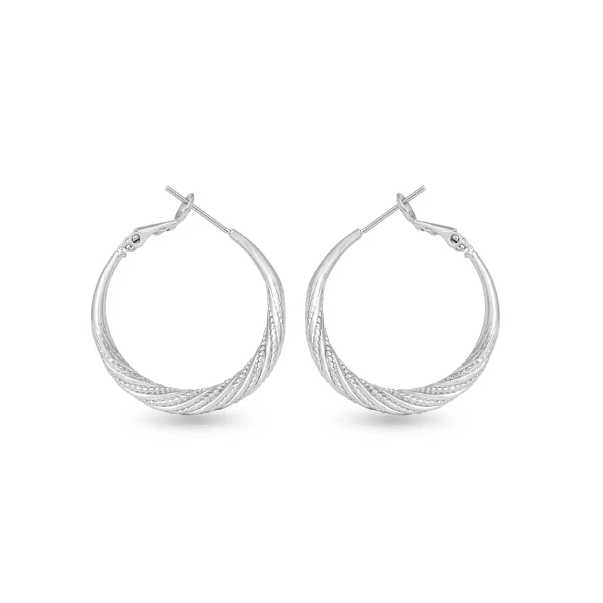 Ivy Textured Twisted Hoop Silver Amanda Blu Earring