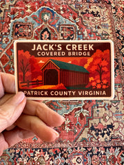 Jack's Creek Covered Bridge Decal Sticker Dash Stickers