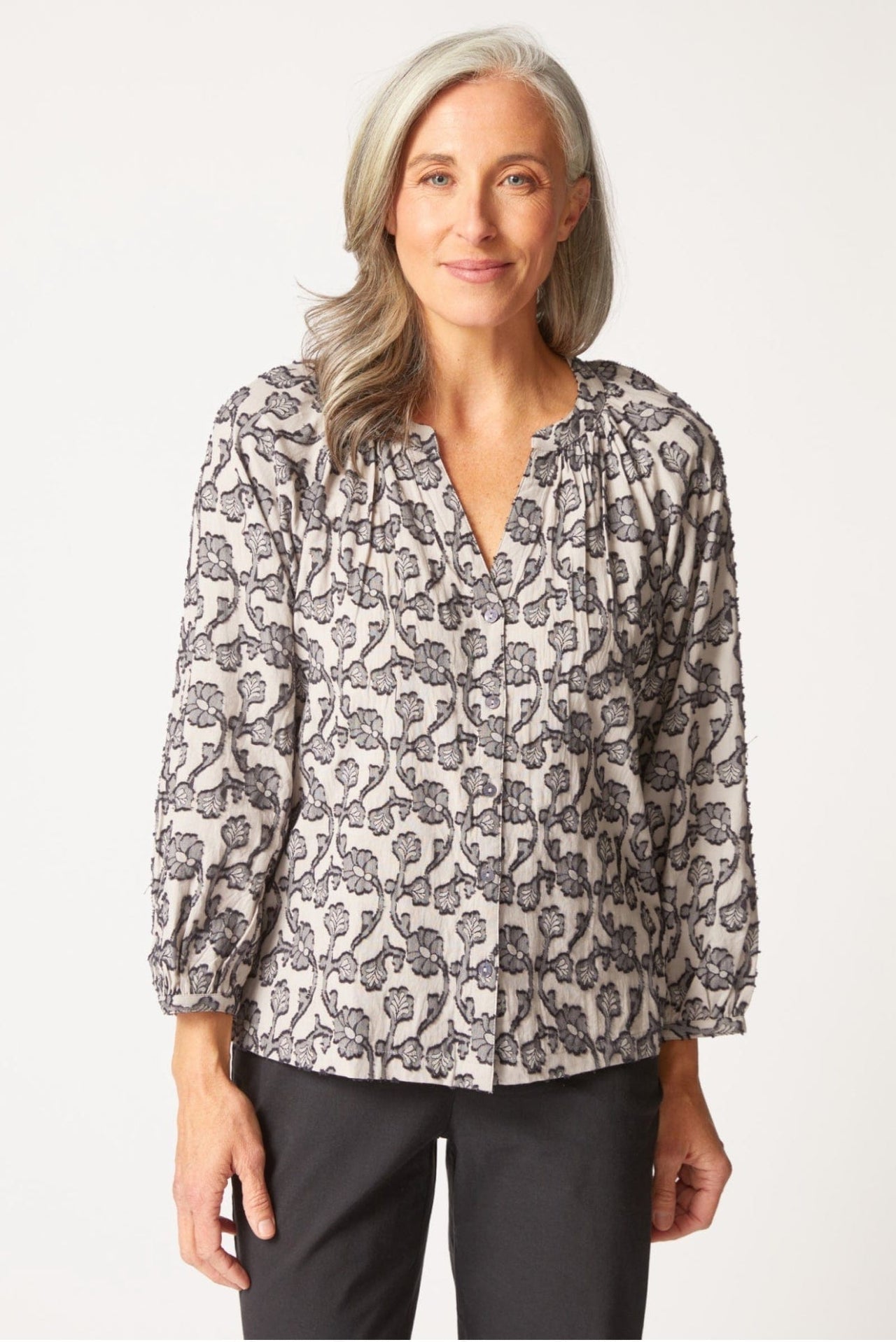 Jacquard Romance Cotton Top Habitat Casual Top