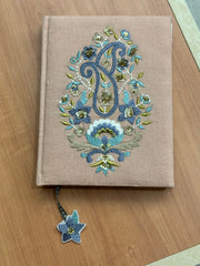Journal w Embroidered Paisley Design K & K Interiors Journal Pink Quartz