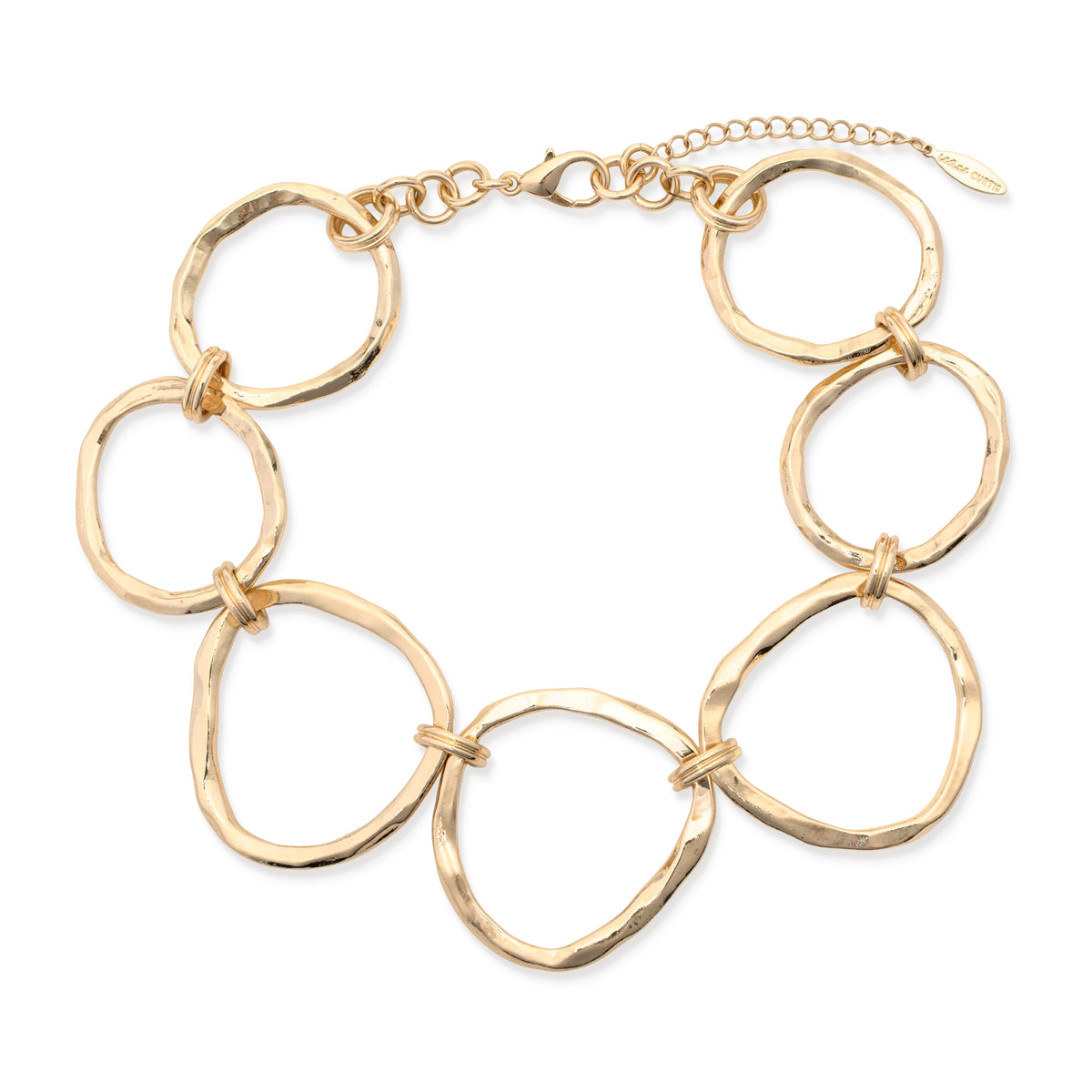 Joyce Hammered Gold Circle Link Necklace, 16" LESLIE CURTIS JEWELRY DESIGNS Necklace