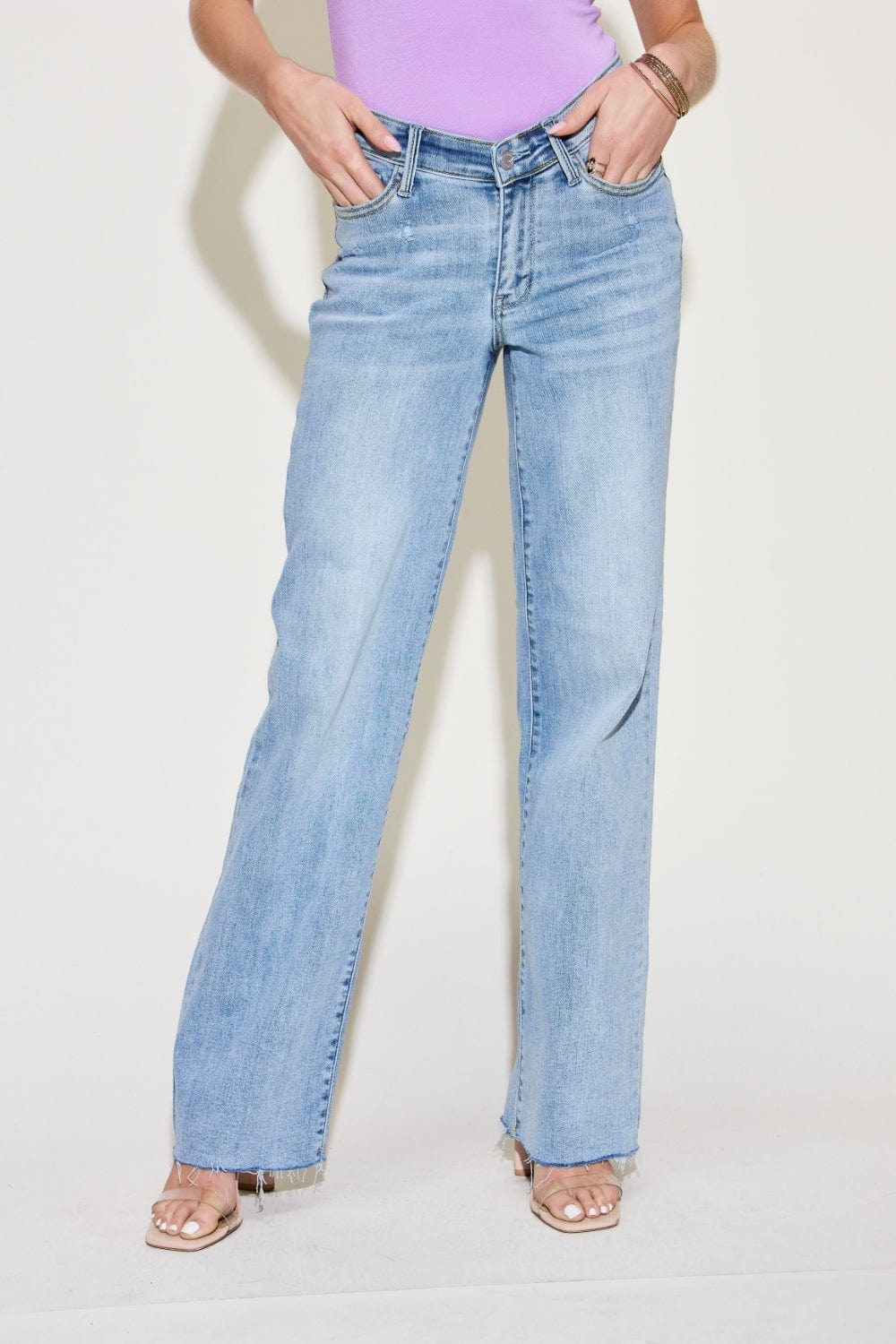 Judy Blue Full Size V Front Waistband Straight Jeans Trendsi Jeans