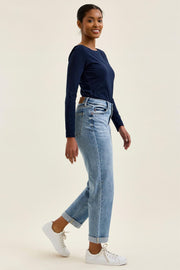 Judy Blue Mid Rise Boyfriend Jeans, Light Wash JUDY BLUE Jeans