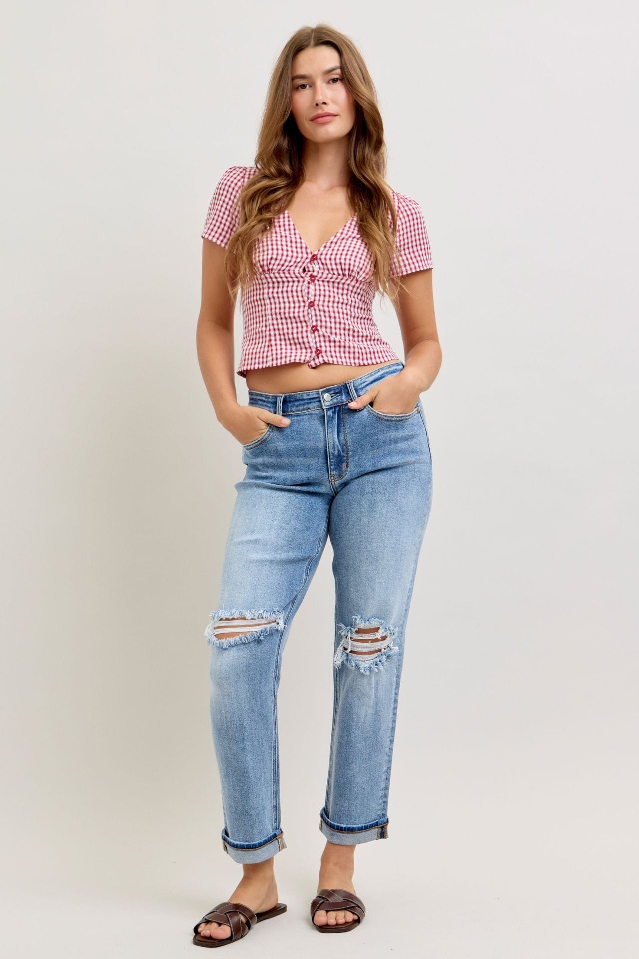 Judy Blue Mid Rise with Distruction & Cuff Judy Blue Jean 3(26)