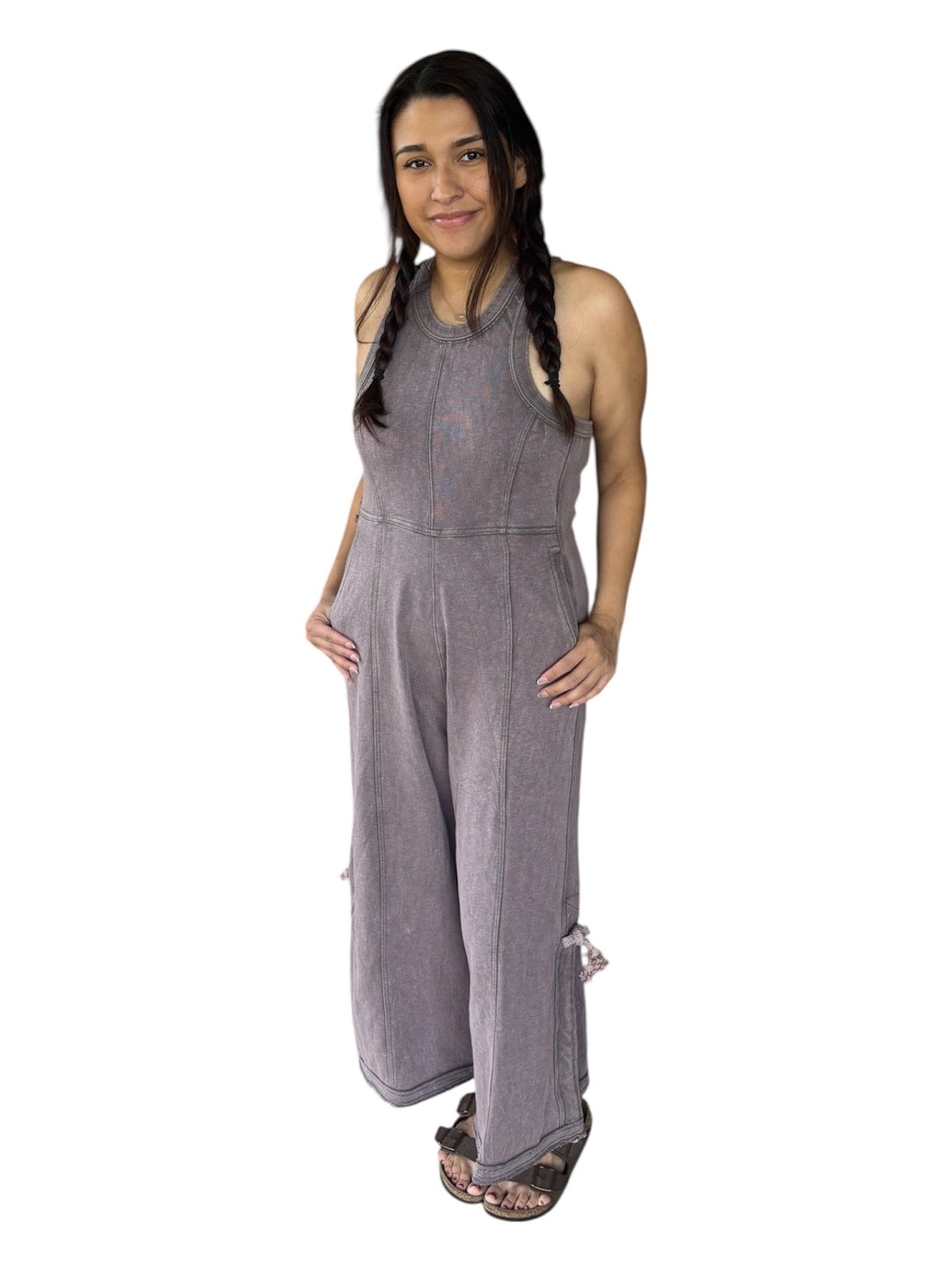 Jumpsuit Washed Dark Grey by Simply Southern Simply Southern Romper