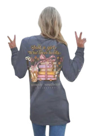 Thumbnail for Just a Girl Who Loves Books LS Tee Simply Southern