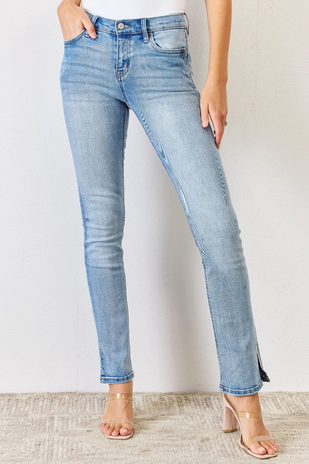 Kancan Full Size Mid Rise Y2K Slit Bootcut Jeans Trendsi Jeans Medium / 1(24)