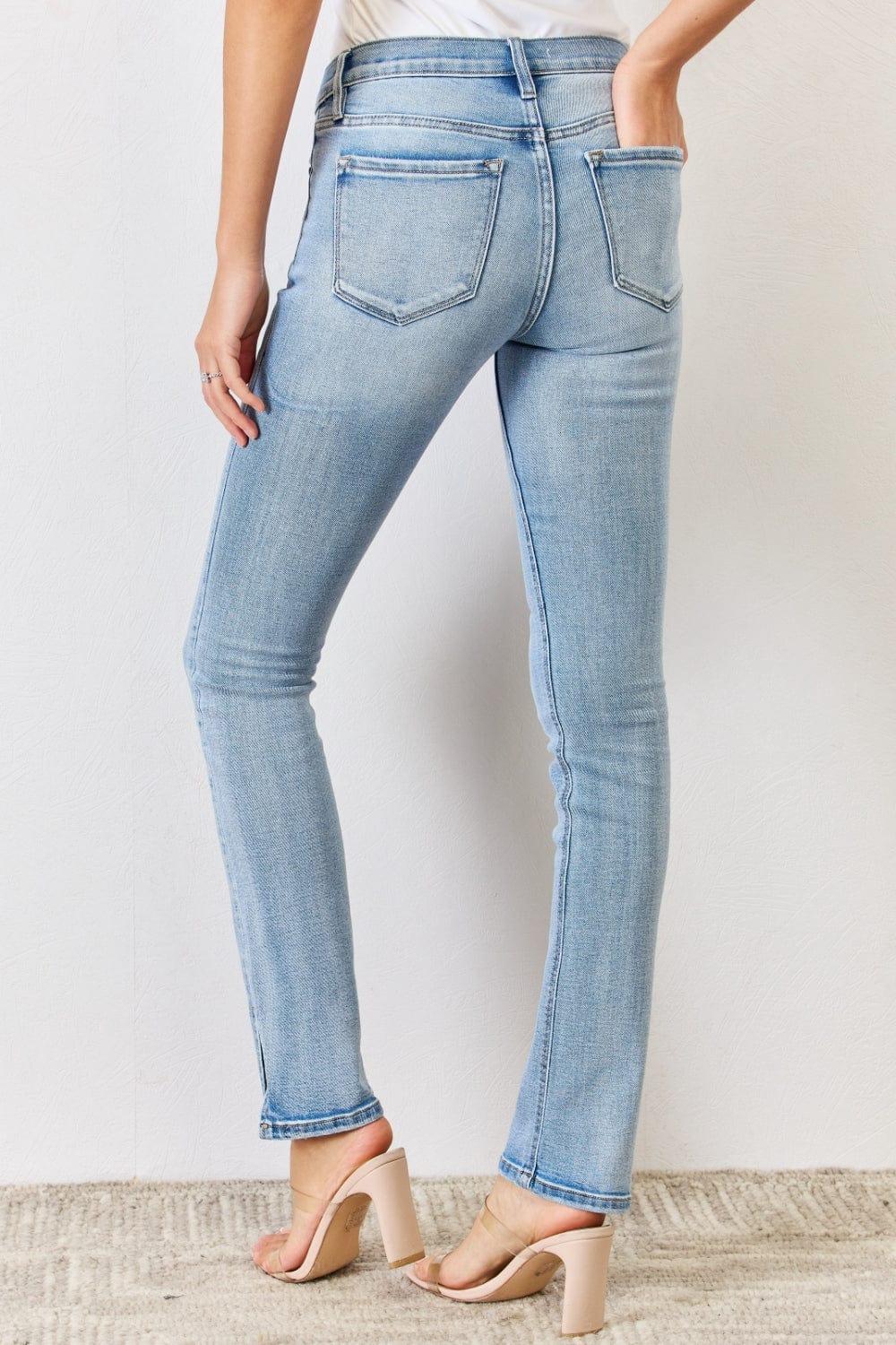 Kancan Full Size Mid Rise Y2K Slit Bootcut Jeans Trendsi Jeans