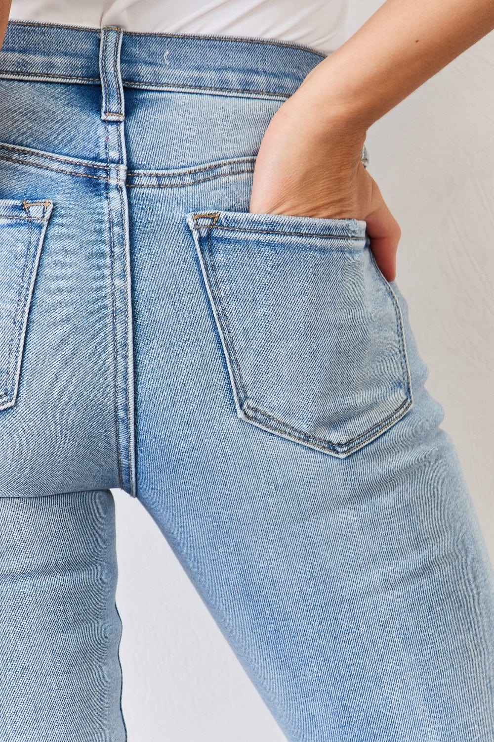 Kancan Full Size Mid Rise Y2K Slit Bootcut Jeans Trendsi Jeans
