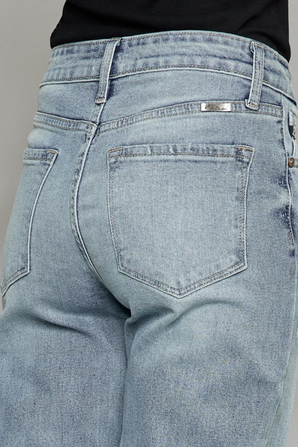 Kancan High Waist Raw Hem Cropped Wide Leg Jeans Trendsi Jeans