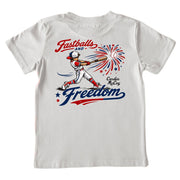 Kids' Fastballs and Freedom Hat Short-Sleeve Tee: Ice Gray / XXS (2/3) / Pocket Cardin McCoy