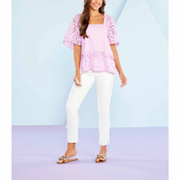 Thumbnail for Kieran Eyelet Top in Lilac Mud Pie Casual Top Small