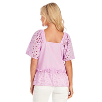 Thumbnail for Kieran Eyelet Top in Lilac Mud Pie Casual Top