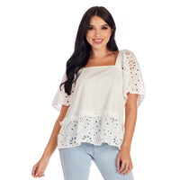 Thumbnail for Kieran Eyelet Top in White Mud Pie Casual Top Small