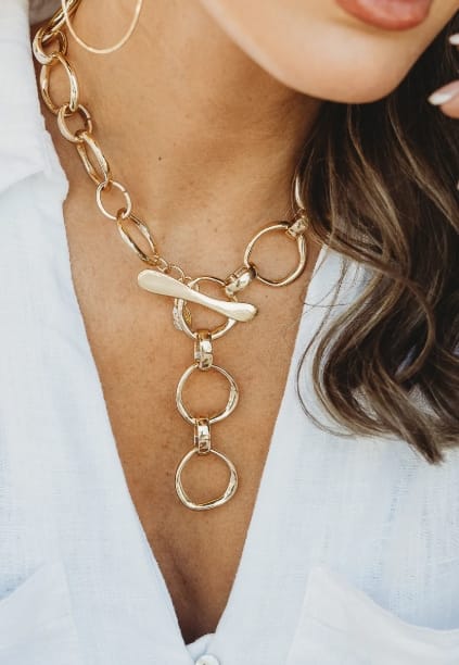 Kirby Chunky Open Link Chain Necklace, Gold Leslie Curtis Jewelry Design