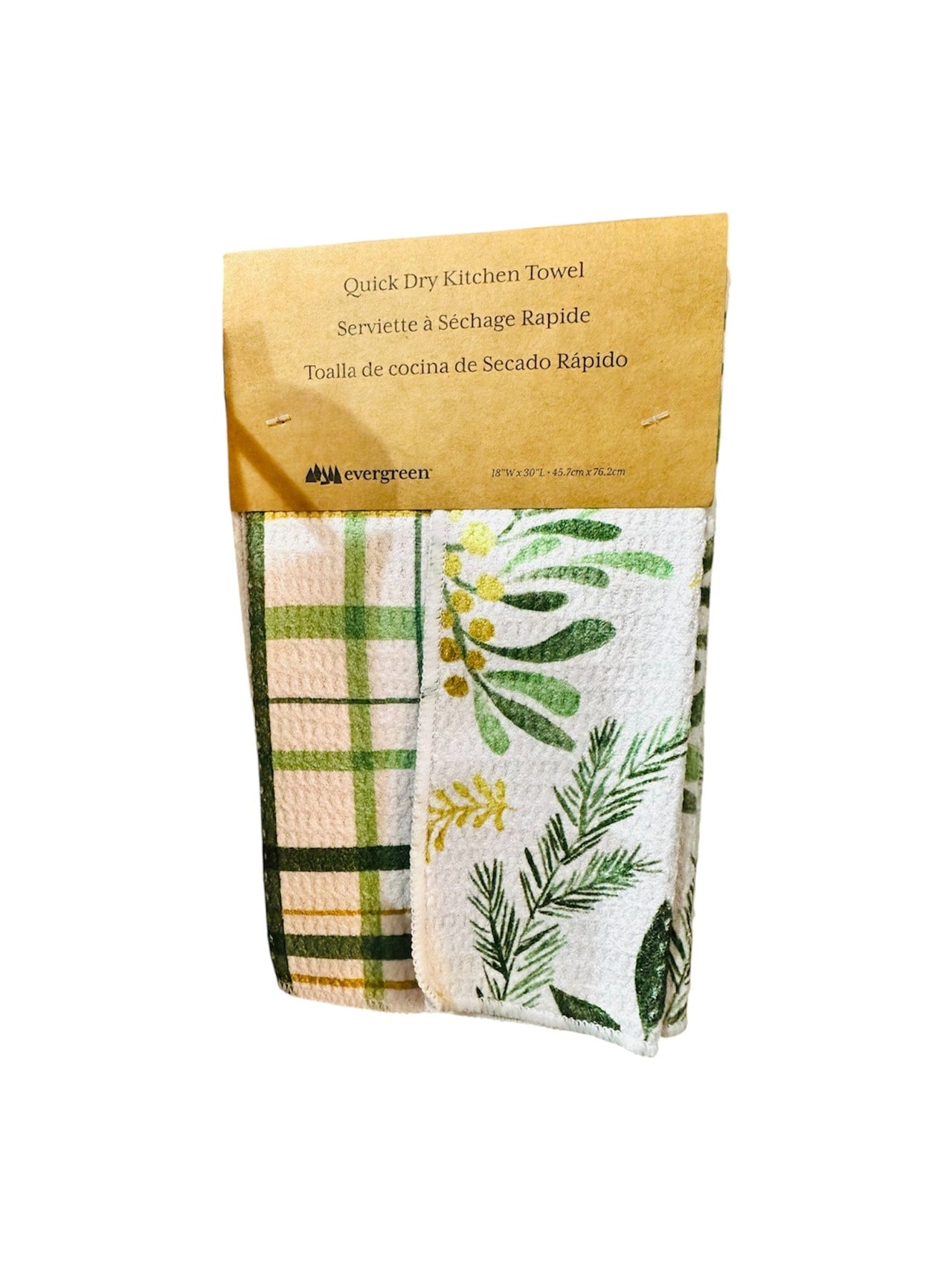 Kitchen Towel Shades of Green Quick Dry Waffle Weave Evergreen Kitchen Towel