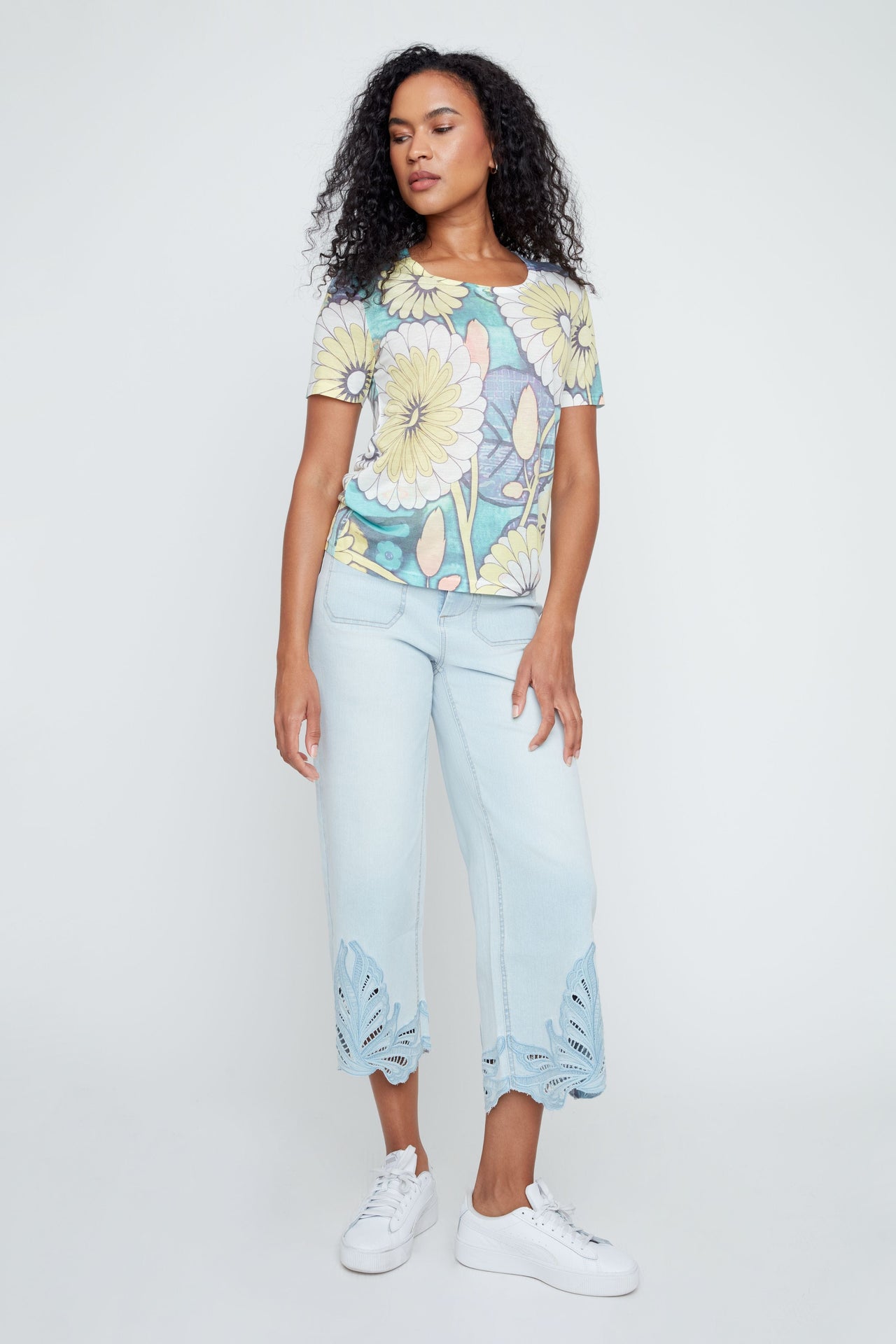 Knit Top in Corn Combo by Renuar Corwik | Renuar Casual Top