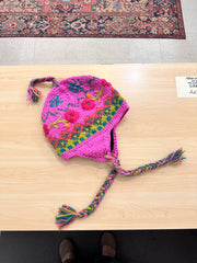 Knit Wool Hat with Tassels - Floral Ganz Winter hat Magenta