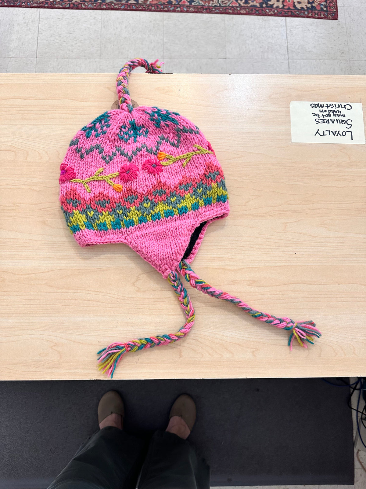 Knit Wool Hat with Tassels - Floral Ganz Winter hat Pink