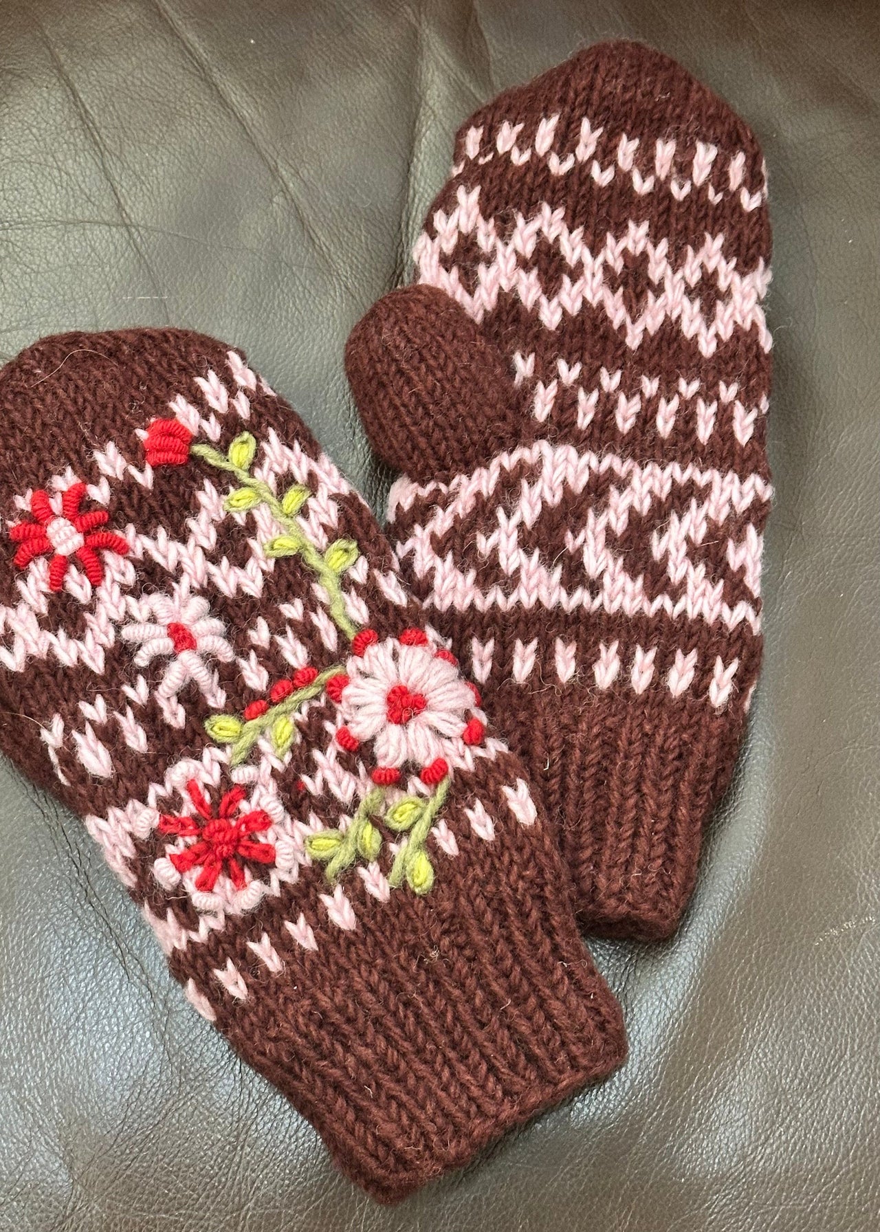 Knit Wool Mittens Ganz Gloves & Mittens Burgandy