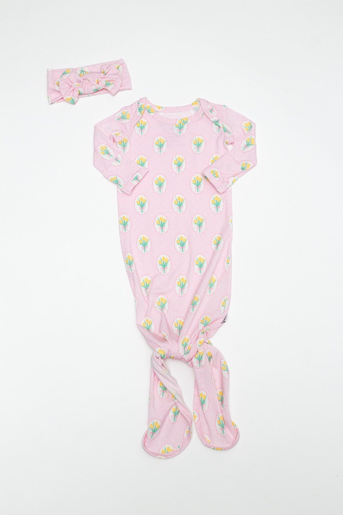 Knotted Infant Gown - Fancy Tulip Goosies 1-piece