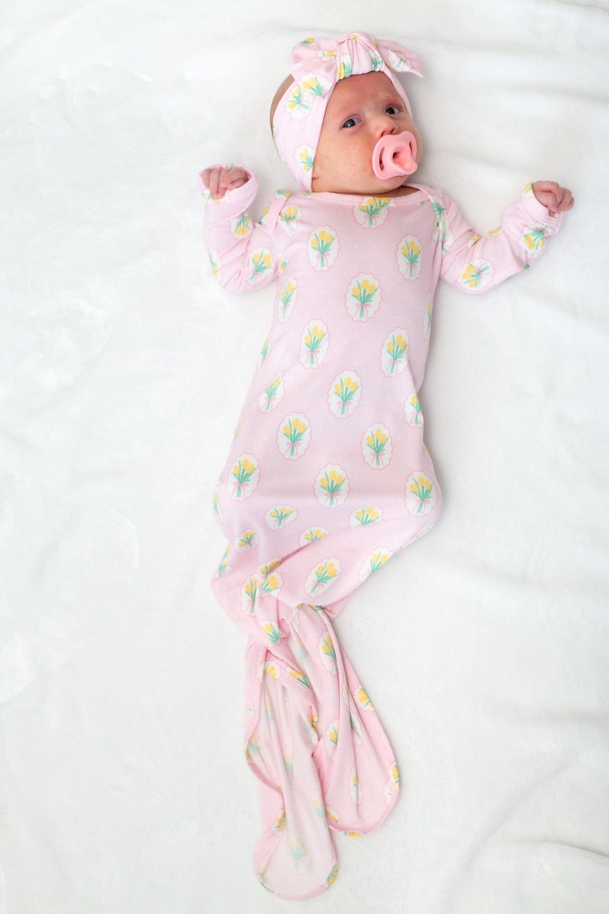 Knotted Infant Gown - Fancy Tulip Goosies 1-piece