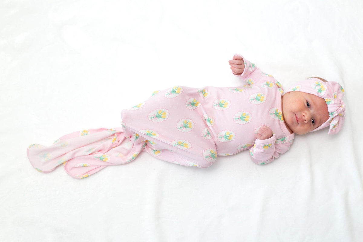 Knotted Infant Gown - Fancy Tulip Goosies 1-piece